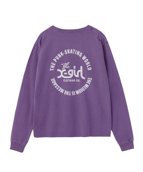 X-girl(エックスガール)の「PIGMENT DYED POCKET L/S TEE(Tシャツ/カットソー・レディース・パープル/ブラック/ブラウン・L/M/S)」の1枚目の写真