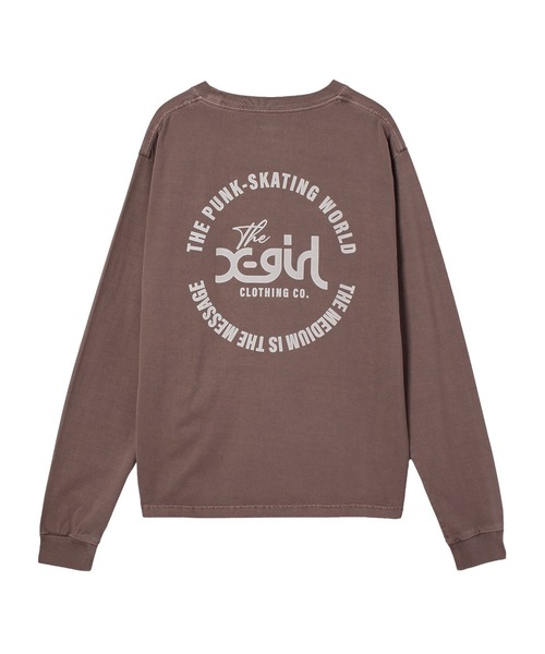 X-girl(エックスガール)の「PIGMENT DYED POCKET L/S TEE(Tシャツ/カットソー・レディース・パープル/ブラック/ブラウン・L/M/S)」の3枚目の写真