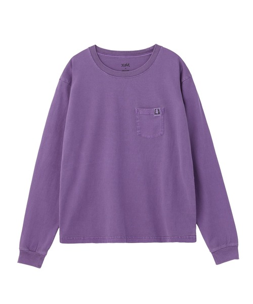 X-girl(エックスガール)の「PIGMENT DYED POCKET L/S TEE(Tシャツ/カットソー・レディース・パープル/ブラック/ブラウン・L/M/S)」の4枚目の写真