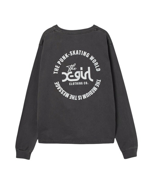 X-girl(エックスガール)の「PIGMENT DYED POCKET L/S TEE(Tシャツ/カットソー・レディース・パープル/ブラック/ブラウン・L/M/S)」の6枚目の写真