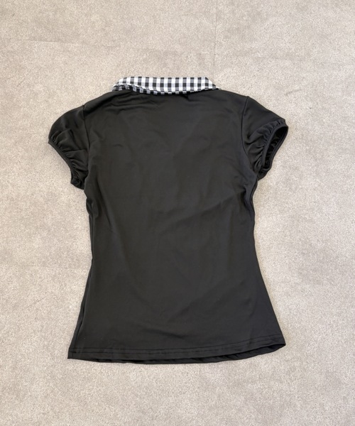 SHEPP(シープ)の「ギンガムチェック 襟付きレーストリム パフスリーブ半袖カットソー(Tシャツ/カットソー・レディース・ブラック/ホワイト・M/S)」の15枚目の写真