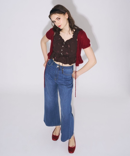DEICY(デイシー)の「ローズ刺繍ギャザーブラウス(シャツ/ブラウス・レディース・ブラウン/ベビーピンク・FREE)」の2枚目の写真