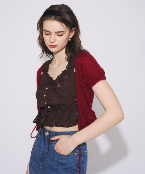 DEICY(デイシー)の「ローズ刺繍ギャザーブラウス(シャツ/ブラウス・レディース・ブラウン/ベビーピンク・FREE)」の12枚目の写真