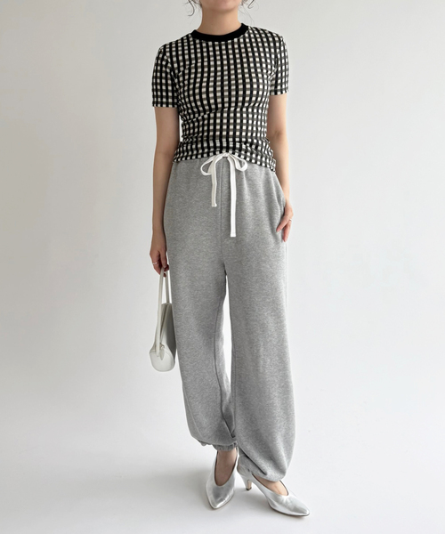 EDIT. FOR LULU(エディットフォールル)の「【babaco/ババコ】Gingham Check T-shirts(Tシャツ/カットソー・レディース・ブラック/カーキ・FREE)」の4枚目の写真
