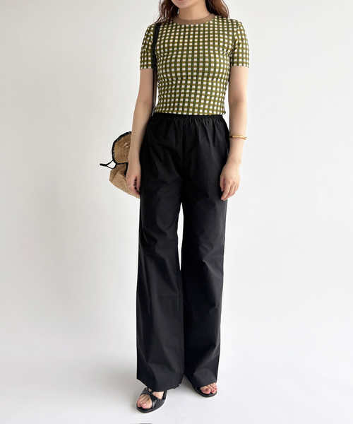 EDIT. FOR LULU(エディットフォールル)の「【babaco/ババコ】Gingham Check T-shirts(Tシャツ/カットソー・レディース・ブラック/カーキ・FREE)」の7枚目の写真