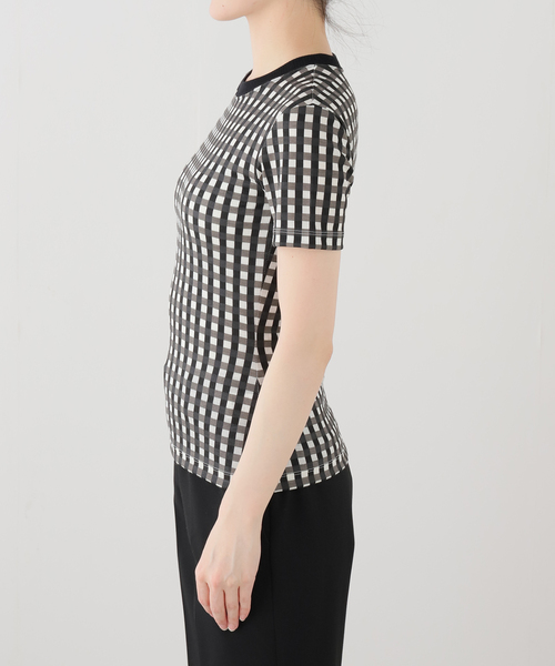 EDIT. FOR LULU(エディットフォールル)の「【babaco/ババコ】Gingham Check T-shirts(Tシャツ/カットソー・レディース・ブラック/カーキ・FREE)」の9枚目の写真