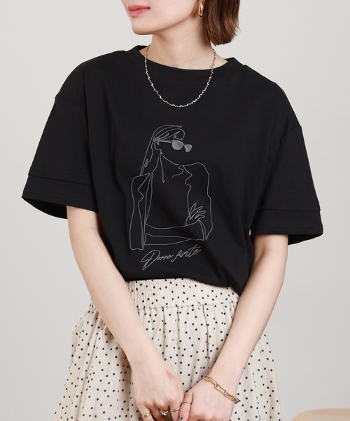 A.N.L(エーエヌエル レーベル)の「A.N.L モデルモチーフ刺繍半袖Tシャツ(Tシャツ/カットソー・レディース・オフホワイト/カーキ・38)」の7枚目の写真