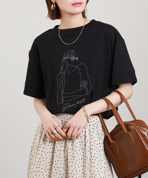 A.N.L(エーエヌエル レーベル)の「A.N.L モデルモチーフ刺繍半袖Tシャツ(Tシャツ/カットソー・レディース・オフホワイト/カーキ・38)」の8枚目の写真