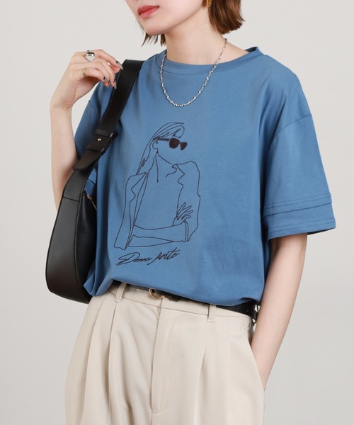 A.N.L(エーエヌエル レーベル)の「A.N.L モデルモチーフ刺繍半袖Tシャツ(Tシャツ/カットソー・レディース・オフホワイト/カーキ・38)」の20枚目の写真