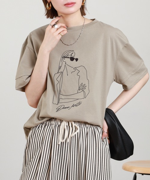 A.N.L(エーエヌエル レーベル)の「A.N.L モデルモチーフ刺繍半袖Tシャツ(Tシャツ/カットソー・レディース・オフホワイト/カーキ・38)」の15枚目の写真