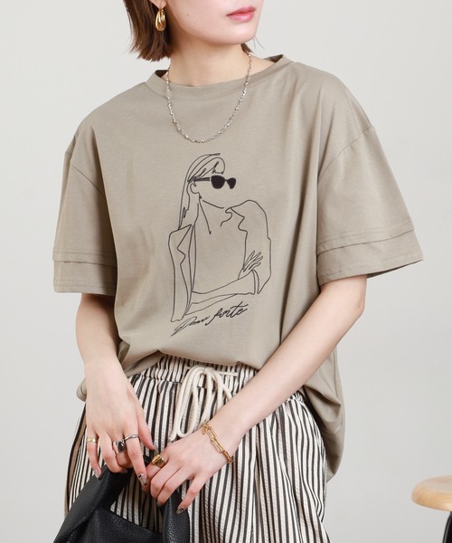 A.N.L(エーエヌエル レーベル)の「A.N.L モデルモチーフ刺繍半袖Tシャツ(Tシャツ/カットソー・レディース・オフホワイト/カーキ・38)」の17枚目の写真