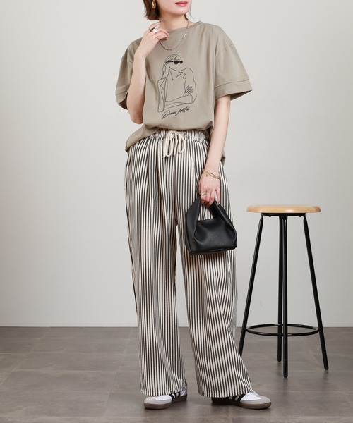 A.N.L(エーエヌエル レーベル)の「A.N.L モデルモチーフ刺繍半袖Tシャツ(Tシャツ/カットソー・レディース・オフホワイト/カーキ・38)」の19枚目の写真