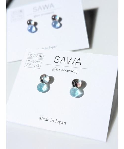 tone（トーン）の「【sawa】２粒ピアス(MA)（ピアス（両耳用）・レディース・ブルー系その他/ライトブルー・FREE）」の2枚目の写真