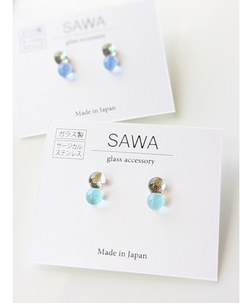 tone（トーン）の「【sawa】２粒ピアス(MA)（ピアス（両耳用）・レディース・ブルー系その他/ライトブルー・FREE）」の3枚目の写真