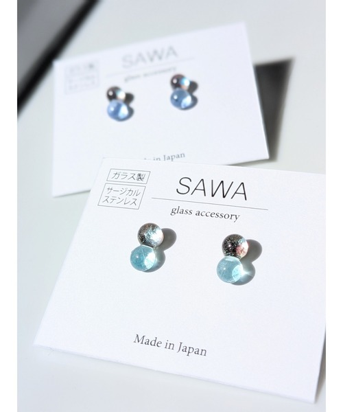 tone（トーン）の「【sawa】２粒ピアス(MA)（ピアス（両耳用）・レディース・ブルー系その他/ライトブルー・FREE）」の4枚目の写真