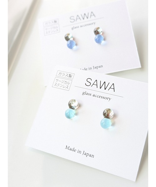 tone（トーン）の「【sawa】２粒ピアス(MA)（ピアス（両耳用）・レディース・ブルー系その他/ライトブルー・FREE）」の5枚目の写真