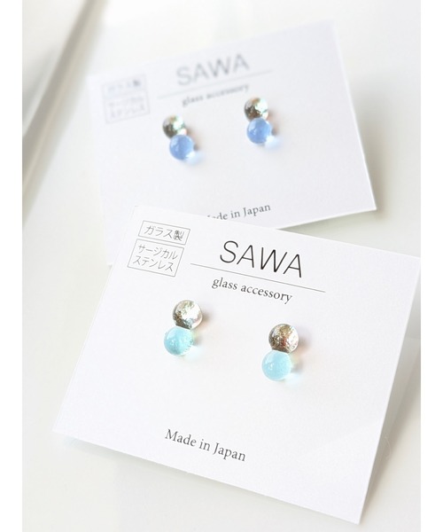 tone（トーン）の「【sawa】２粒ピアス(MA)（ピアス（両耳用）・レディース・ブルー系その他/ライトブルー・FREE）」の6枚目の写真