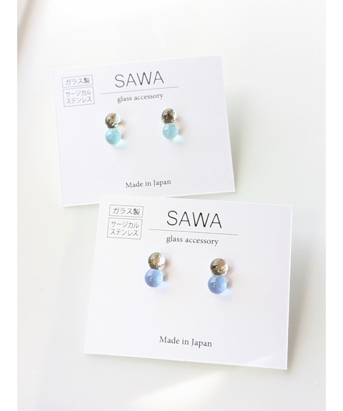 tone（トーン）の「【sawa】２粒ピアス(MA)（ピアス（両耳用）・レディース・ブルー系その他/ライトブルー・FREE）」の9枚目の写真