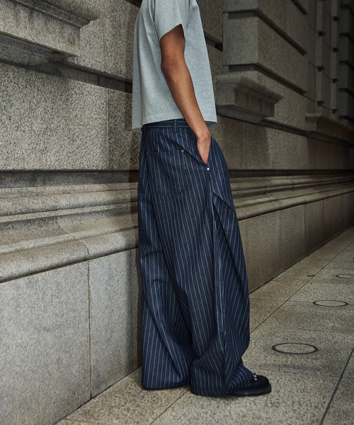 kutir(クティール)の「STRIPED CURVE SILHOUETTE BUGGY DENIM/ストライプカーブシルエットバギーデニム(デニムパンツ・メンズ・インディゴブルー/ブラック・SMALL/MEDIUM/LARGE)」の20枚目の写真
