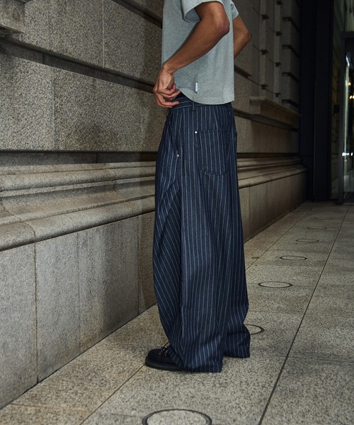 kutir(クティール)の「STRIPED CURVE SILHOUETTE BUGGY DENIM/ストライプカーブシルエットバギーデニム(デニムパンツ・メンズ・インディゴブルー/ブラック・SMALL/MEDIUM/LARGE)」の21枚目の写真