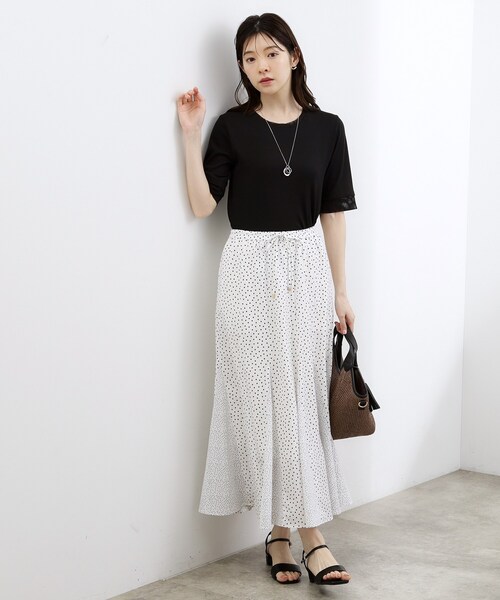 grove(グローブ)の「【ひんやり・UVカット】チュールトリミング5分袖Tシャツ(Tシャツ/カットソー・レディース・ブラック/ホワイト系5/こしょう色系/オフホワイト・02/03)」の11枚目の写真