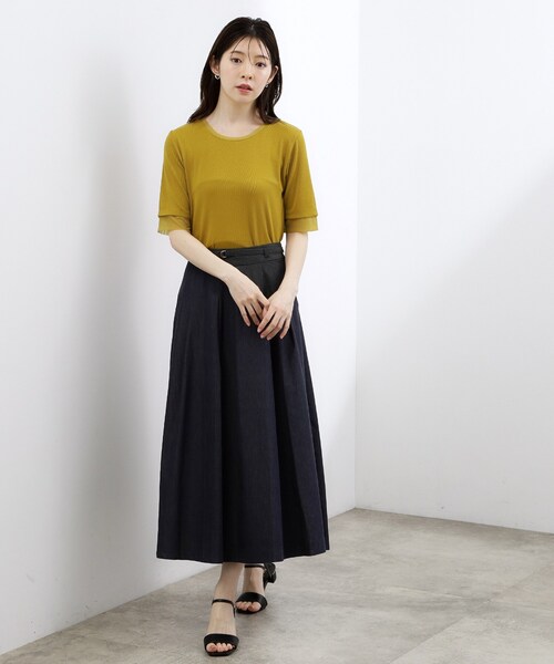 grove(グローブ)の「【ひんやり・UVカット】チュールトリミング5分袖Tシャツ(Tシャツ/カットソー・レディース・ブラック/ホワイト系5/こしょう色系/オフホワイト・02/03)」の15枚目の写真