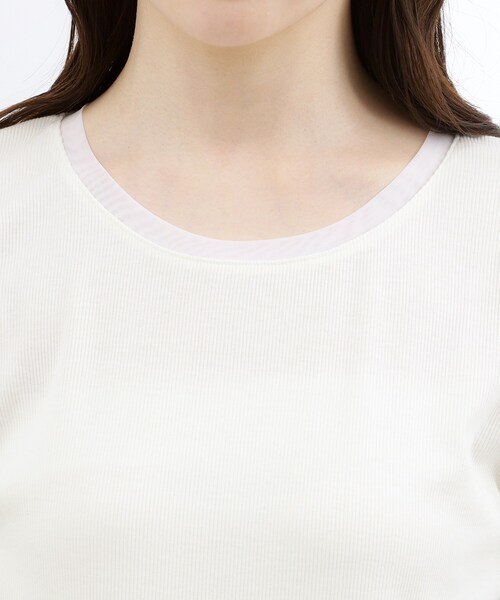 grove(グローブ)の「【UVカット】チュールトリミング5分袖Tシャツ(Tシャツ/カットソー・レディース・ブラック/ホワイト系5/こしょう色系/オフホワイト・02/03)」の11枚目の写真