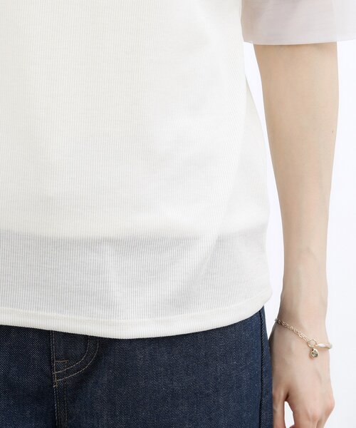 grove(グローブ)の「【UVカット】チュールトリミング5分袖Tシャツ(Tシャツ/カットソー・レディース・ブラック/ホワイト系5/こしょう色系/オフホワイト・02/03)」の13枚目の写真