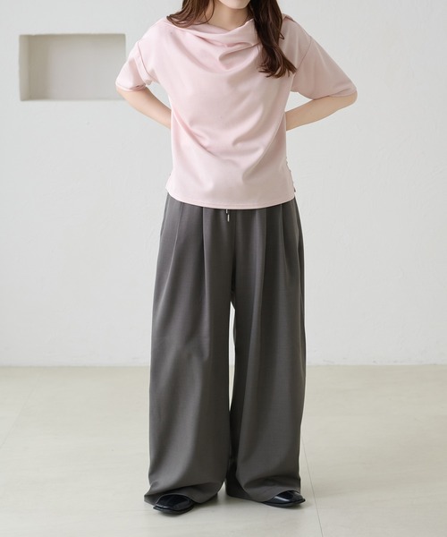 apres jour clair（アプレジュールクレア）の「【apres jour clair】ドレープラメトップス（Tシャツ/カットソー・レディース・グレー/ピンク/ネイビー/アイボリー・X-LARGE/フリー）」の22枚目の写真