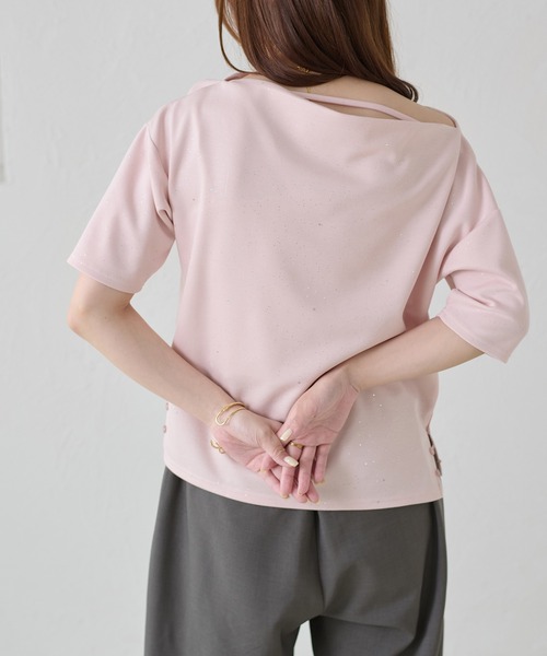 apres jour clair（アプレジュールクレア）の「【apres jour clair】ドレープラメトップス（Tシャツ/カットソー・レディース・グレー/ピンク/ネイビー/アイボリー・X-LARGE/フリー）」の20枚目の写真