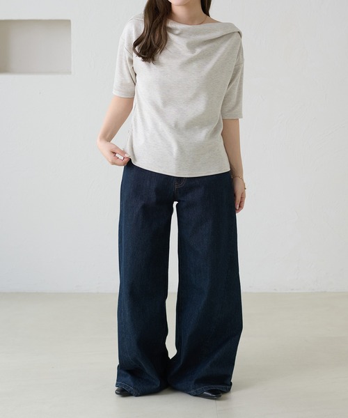 apres jour clair（アプレジュールクレア）の「【apres jour clair】ドレープラメトップス（Tシャツ/カットソー・レディース・グレー/ピンク/ネイビー/アイボリー・X-LARGE/フリー）」の14枚目の写真