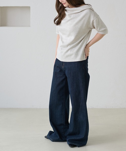 apres jour clair（アプレジュールクレア）の「【apres jour clair】ドレープラメトップス（Tシャツ/カットソー・レディース・グレー/ピンク/ネイビー/アイボリー・X-LARGE/フリー）」の15枚目の写真