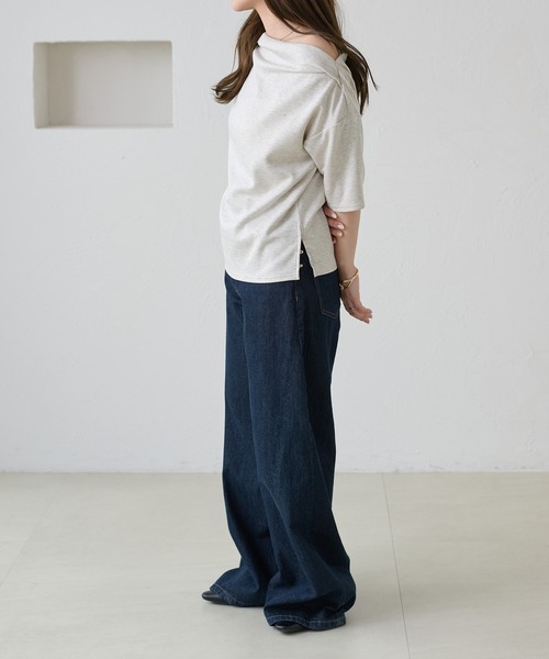apres jour clair（アプレジュールクレア）の「【apres jour clair】ドレープラメトップス（Tシャツ/カットソー・レディース・グレー/ピンク/ネイビー/アイボリー・X-LARGE/フリー）」の16枚目の写真