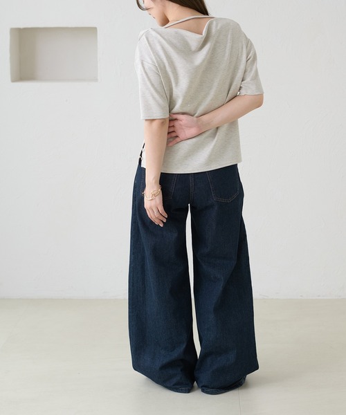 apres jour clair（アプレジュールクレア）の「【apres jour clair】ドレープラメトップス（Tシャツ/カットソー・レディース・グレー/ピンク/ネイビー/アイボリー・X-LARGE/フリー）」の17枚目の写真