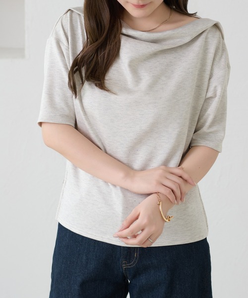 apres jour clair（アプレジュールクレア）の「【apres jour clair】ドレープラメトップス（Tシャツ/カットソー・レディース・グレー/ピンク/ネイビー/アイボリー・X-LARGE/フリー）」の11枚目の写真