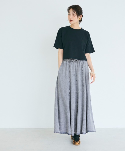 coca(coca)(コカ)の「とろみデニムフレアスカート(スカート・レディース・ライトブルー/インディゴブルー・L/M/S)」の7枚目の写真