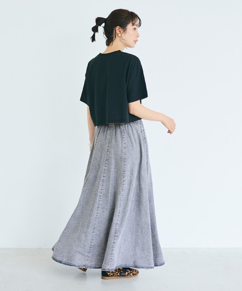 coca(coca)(コカ)の「とろみデニムフレアスカート(スカート・レディース・ライトブルー/インディゴブルー・L/M/S)」の9枚目の写真