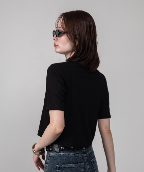 mellomela.（メロメラ）の「Wジップ襟付きカーディガン（Tシャツ/カットソー・レディース・ブラック/オフホワイト・M）」の8枚目の写真