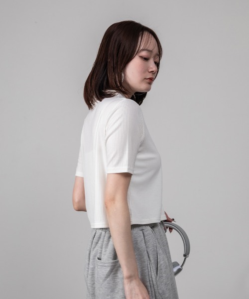 mellomela.（メロメラ）の「Wジップ襟付きカーディガン（Tシャツ/カットソー・レディース・ブラック/オフホワイト・M）」の4枚目の写真