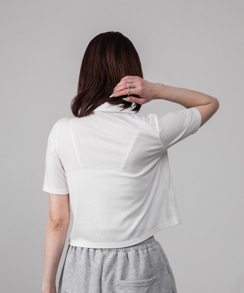 mellomela.（メロメラ）の「Wジップ襟付きカーディガン（Tシャツ/カットソー・レディース・ブラック/オフホワイト・M）」の5枚目の写真