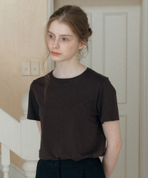 ベーシックテンセルTシャツ_ブラウン