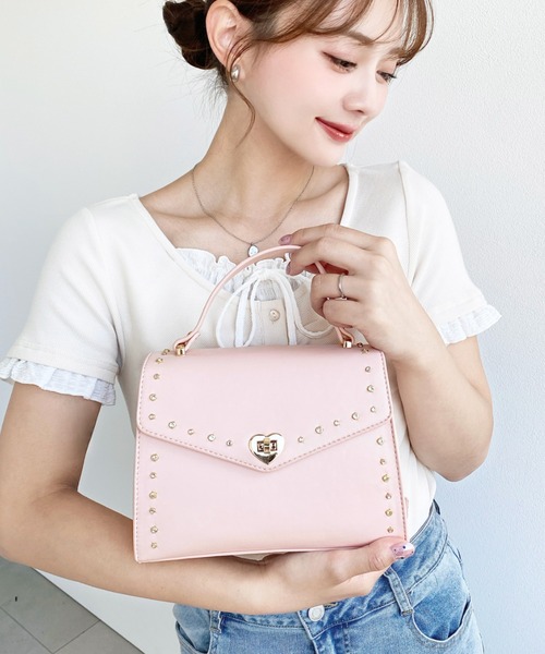 moment+(モーメントプラス)の「ビジューワンハンドルポシェット(ショルダーバッグ・レディース・アイボリー/ピンク/ブラック・FREE)」の12枚目の写真