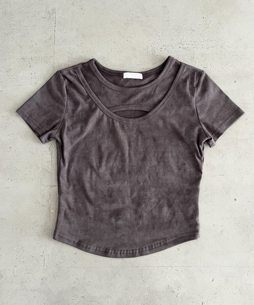 Bamm（バム）の「カットアウトコンパクトT（Tシャツ/カットソー・レディース・チャコールグレー/ブラック/ホワイト・FREE）」の5枚目の写真