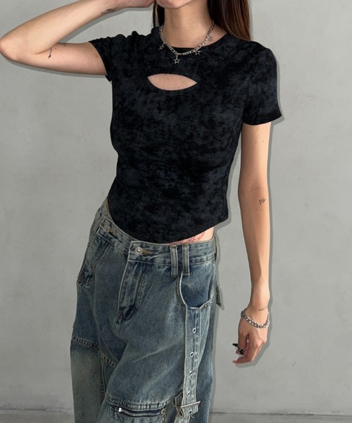 Bamm（バム）の「カットアウトコンパクトT（Tシャツ/カットソー・レディース・チャコールグレー/ブラック/ホワイト・FREE）」の15枚目の写真