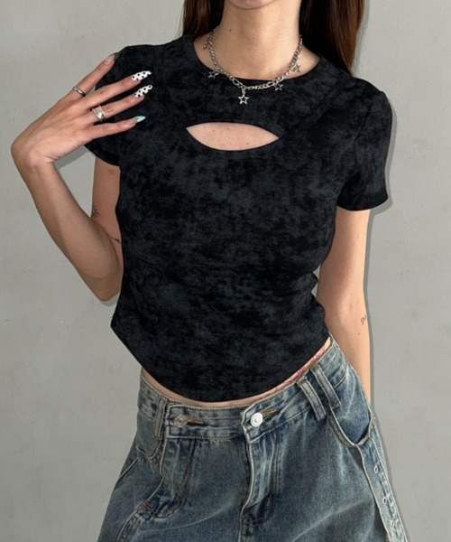 Bamm（バム）の「カットアウトコンパクトT（Tシャツ/カットソー・レディース・チャコールグレー/ブラック/ホワイト・FREE）」の18枚目の写真