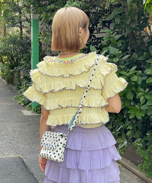 HELLO.SANFRANCISCO（ハローサンフランシスコ）の「【HELLO.SANFRANCISCO/ハローサンフランシスコ】2WAYフリルメロウボレロ（Tシャツ/カットソー・レディース・イエロー/サックスブルー/アイボリー・ONE SIZE）」の12枚目の写真