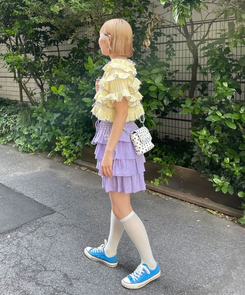 HELLO.SANFRANCISCO（ハローサンフランシスコ）の「【HELLO.SANFRANCISCO/ハローサンフランシスコ】2WAYフリルメロウボレロ（Tシャツ/カットソー・レディース・イエロー/サックスブルー/アイボリー・ONE SIZE）」の14枚目の写真