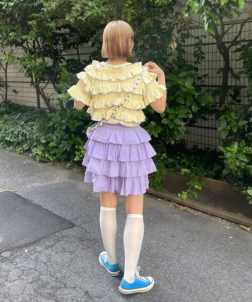HELLO.SANFRANCISCO（ハローサンフランシスコ）の「【HELLO.SANFRANCISCO/ハローサンフランシスコ】2WAYフリルメロウボレロ（Tシャツ/カットソー・レディース・イエロー/サックスブルー/アイボリー・ONE SIZE）」の15枚目の写真