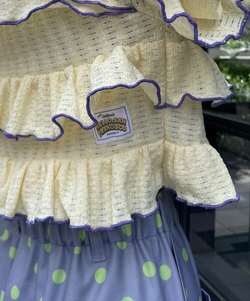 HELLO.SANFRANCISCO（ハローサンフランシスコ）の「【HELLO.SANFRANCISCO/ハローサンフランシスコ】2WAYフリルメロウボレロ（Tシャツ/カットソー・レディース・イエロー/サックスブルー/アイボリー・ONE SIZE）」の19枚目の写真