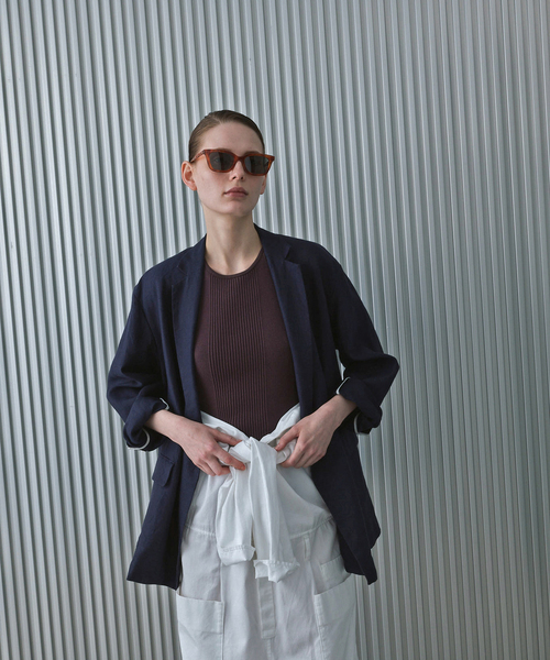 CALMER(カルメール)の「LINEN Jacket / リネンジャケット(その他アウター・レディース・ネイビー/ホワイト・2/1)」の8枚目の写真